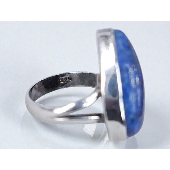 Vintage 925 Silver Lapis Lazuli Ring Chunky Teardrop Statement Blue - Picture 7 of 11